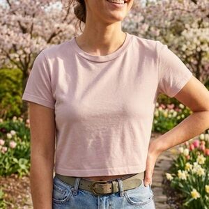 Cotton On Pale Pink Cropped Crew Tee